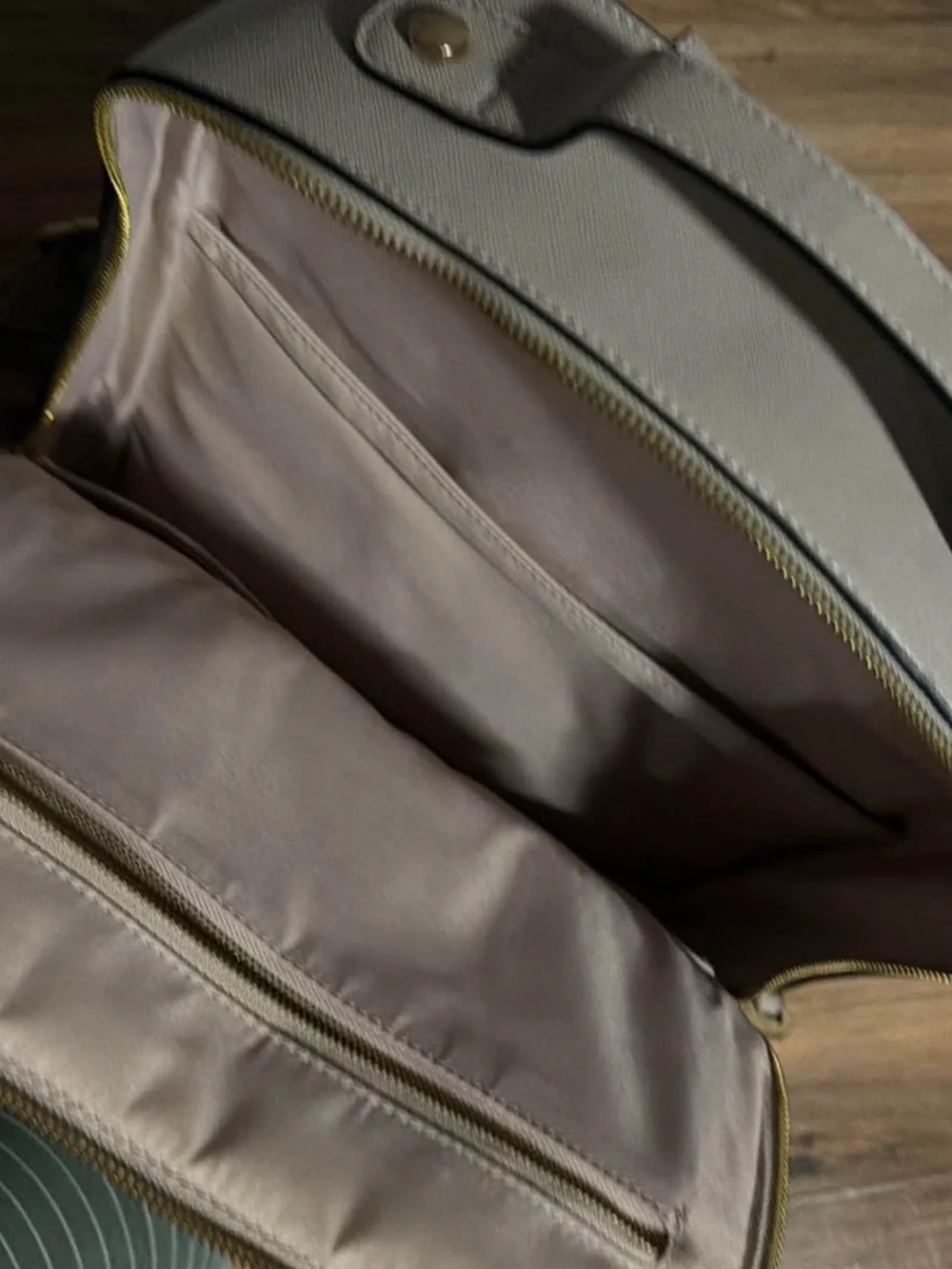 Calpak Women's Light Gray laptop Bag with Whipstitch Trim